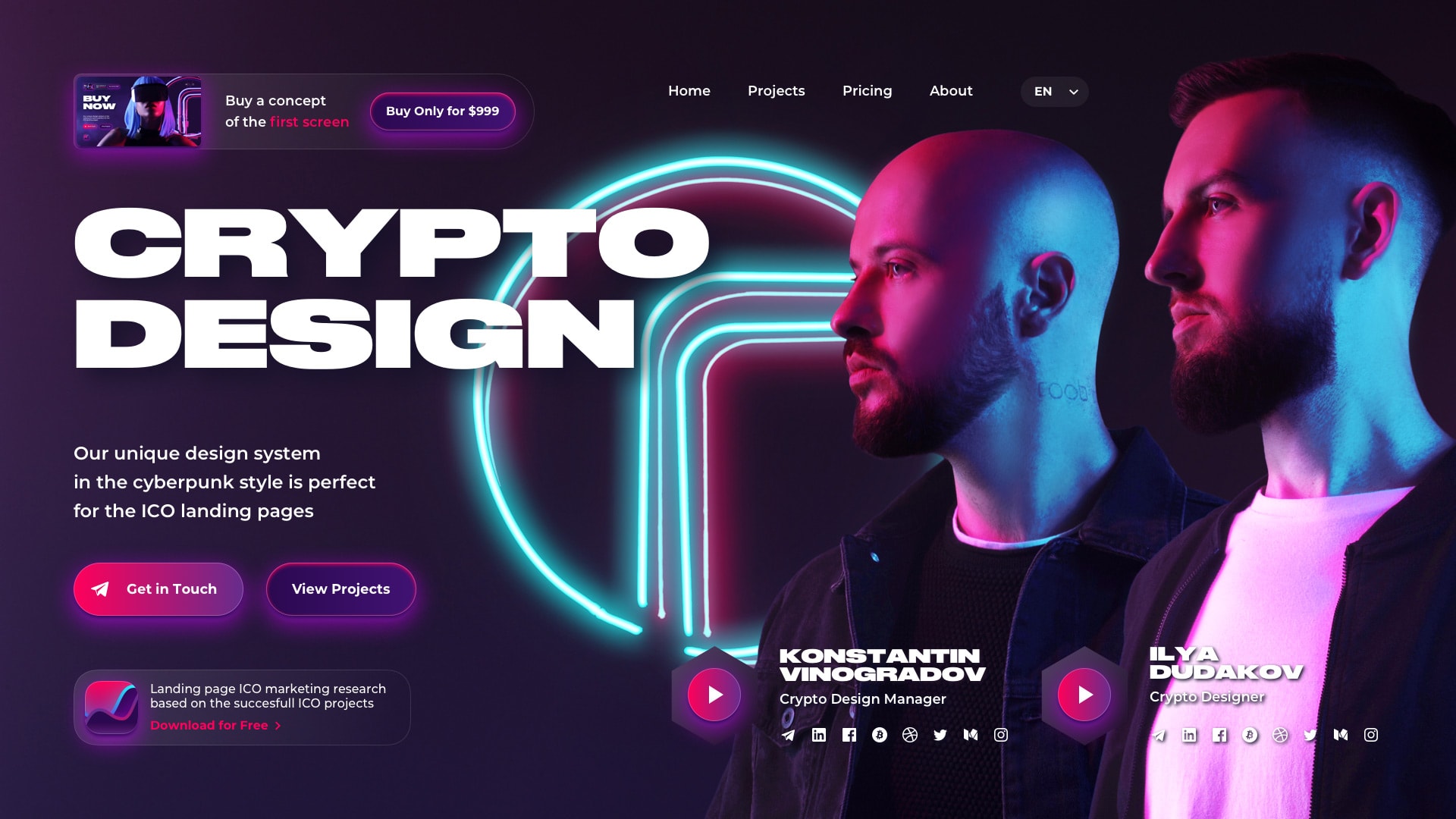 Cryptocurrency website design in the cyberpunk style