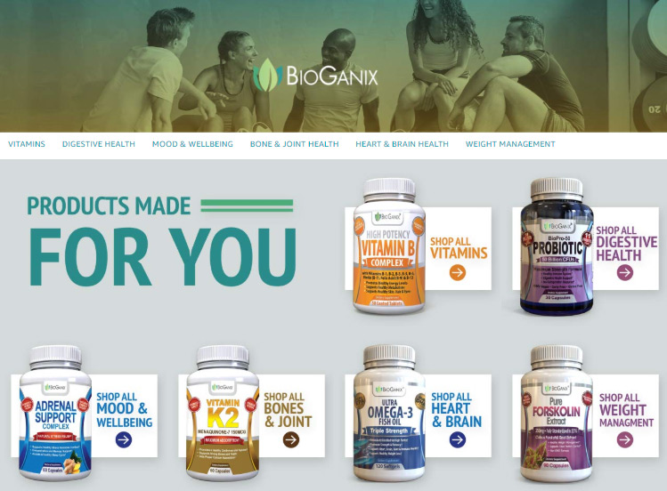 Bioganix дизайн страницы на Amazon
