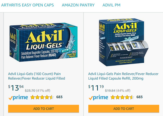 Advil магазин на Amazon