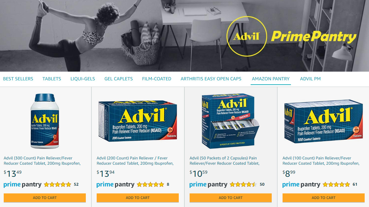 Advil дизайн на Amazon